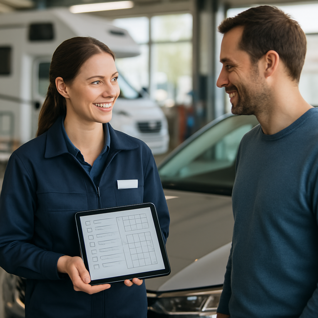 Inspektionen und Intervalle prüfen mit ConoceTuBiblia Automarktberaterin und Serviceexpertin